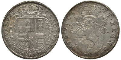 Неаполь и Сицилия тари (2 карлини) 1684 Карл II Испанский серебро aUNC 00-822-01