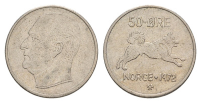 Норвегия 50 эре 1972 Улаф V (1957-1991) KM 408 медно-никель 4635-441