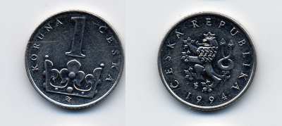 Чехия 1 крона 1994 KM 7 сталь плакированная никелем 46-1056