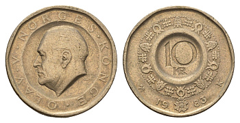 Норвегия 10 крон 1983 Улаф V (1957-1991) KM 427 никель латунь 190-1017