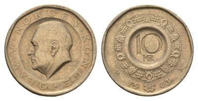 Норвегия 10 крон 1983 Улаф V (1957-1991) KM 427 никель латунь 190-1017