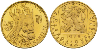 Чехословакия 1 дукат 1978 600 лет со дня смерти Карла IV золото UNC 00-808-62