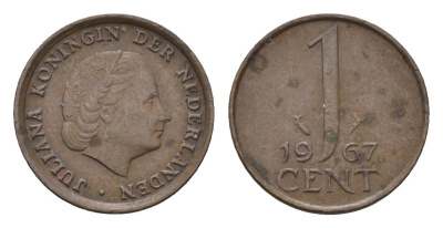 Нидерланды 1 цент 1967 Юлиана (1948-1980) KM 180 бронза 4611-1218