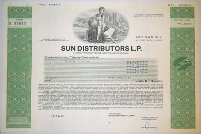 США, SUN DISTRIBUTORS L.P. 1000 АКЦИЙ 1992 бумага 8805-70-1