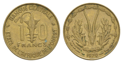 Западная Африка (BCEAO) 10 франков 1970 KM 1a медь алюминий никель 4175-1225