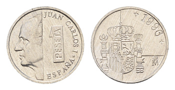 Испания 1 песета 1996 Хуан Карлос I (1975-2014) KM 832 алюминий 3458-1133