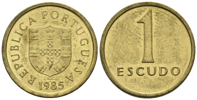 Португалия 1 эскудо 1985 KM 614 никель латунь 4147-619