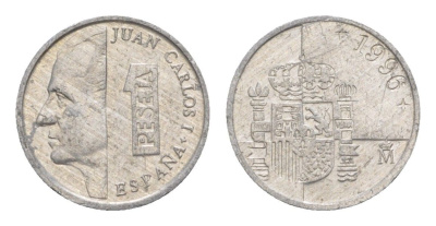 Испания 1 песета 1996 M, Хуан Карлос I (1975-2014) KM 832 алюминий 4623-1132