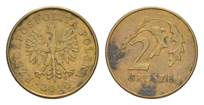 Польша 2 гроша 2010 Y 277 марганец латунь 4625-245