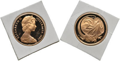 Австралия 2 цента 1981 Елизавета II (1952-2022), молодой портрет, плащеносная ящерица KM 63 бронза PROOF 4577-632