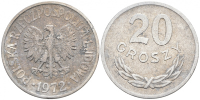 ПОЛЬША 20 ГРОШЕЙ 1972 MW KM А47 алюминий 4516-523