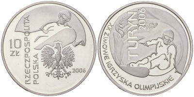 Польша 10 злотых 2006 MW, XX зимние Олимпийские игры в Туриние, сноуборд KM 555 серебро PROOF 1099-1-15