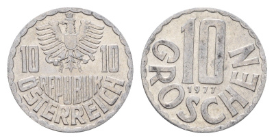 Австрия 10 грошей 1977 KM 2878 алюминий 4669-712