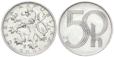 Чехия 50 геллеров 2001 KM 3 алюминий aUNC 192-624