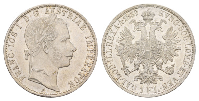 Австрия 1 флорин 1859 A, Франц Иосиф I (1848-1916) KM 2219 серебро aUNC 5010-1434