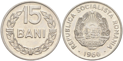 Румыния 15 бани 1966 KM 93 сталь плакированная никелем 4152-535