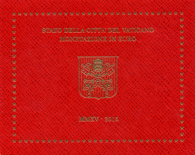 Ватикан евронабор из 8 монет 2015 в оригинальной упаковке, Папа Франциск KM NEW биметалл UNC 7-1-74