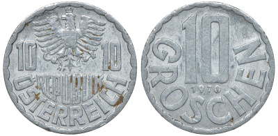 АВСТРИЯ 10 ГРОШЕЙ 1970 KM 2878 алюминий 72-1232