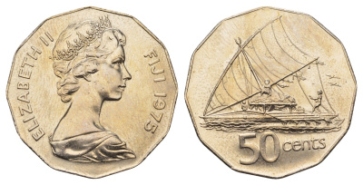 Фиджи 50 центов 1975 KM 36 медно-никель UNC 4545-1124