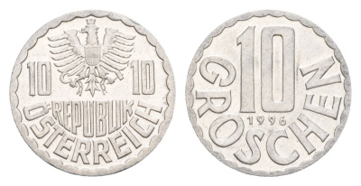Австрия 10 грошей 1996 KM 2878 алюминий 4632-647