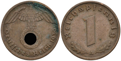 Германия 1 рейхспфенниг 1939 A KM 89, J 361 бронза 4396-1115