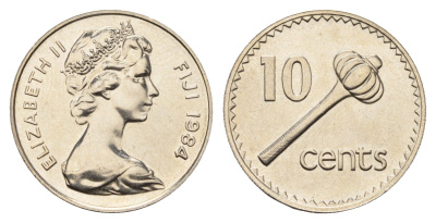 Фиджи 10 центов 1984 редкий год KM 30 медно-никель UNC 4686-946