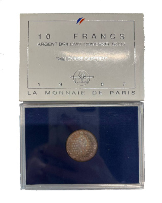 Франция 10 франков 1987 Тысячелетие династии Капетингов, в оригинальной упаковке KM 961a серебро BU 8-2-05-22