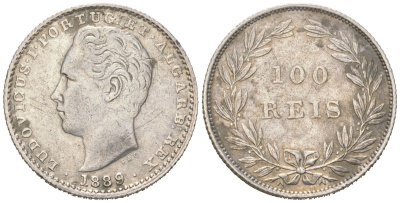 Португалия 100 реалов 1889 Луиш I (1861-1889) KM 510 серебро 4611-269