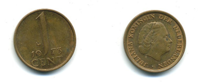 НИДЕРЛАНДЫ 1 ЦЕНТ 1973 ЮЛИАНА KM 180 бронза 53-513