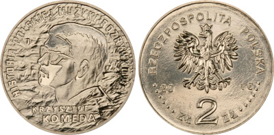 Польша 2 злотых 2010 MW, серия история польской музыки, Кшиштоф Комеда (Krzysztof Komeda) KM 727 нордик UNC 4676-657