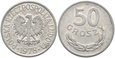 ПОЛЬША 50 ГРОШЕЙ 1978 MW KM 48.1 алюминий 4448-232