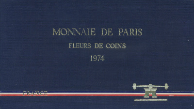 Франция набор из 9 монет 1974 в оригинальной коробке с сертификатом в запайке KM SS 11 серебро BUNC 4-3-3-23