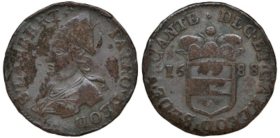 Льеж, Епископство 1 лиард 1688 Льежское епископство (1650 - 1794) KM 95 медь 4132-1136