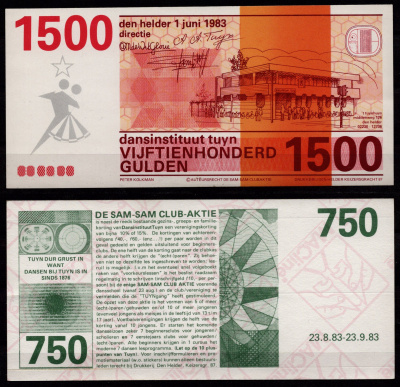 Нидерланды 1983 рекламный купон на скидку в танцевальной школе "Dansinstituut Tuyn" картон 7457-7-2-1