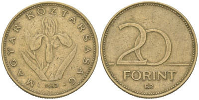 Венгрия 20 форинтов 1993 BP KM 696 никель латунь 4612-1126