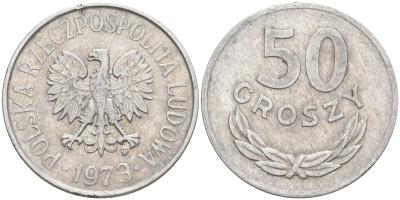 ПОЛЬША 50 ГРОШЕЙ 1973 MW KM 48.1 алюминий VF 190-437