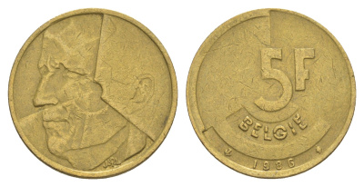 Бельгия 5 франков 1986 Belgique, Бодуэн I (1951-1993) KM 163 медь алюминий никель 4648-1121