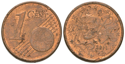 Франция 1 евроцент 2011 KM 1282 сталь плакированная медью 4602-147