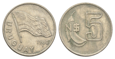 Уругвай 5 новых песо 1980 KM 75 медь никель цинк 4663-343