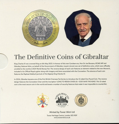 Гибралтар государственный набор из 9 монет 2024 Чарльз III (2022- ), 1 пенс - 5 фунтов KM NEW   UNC  1181-1-21