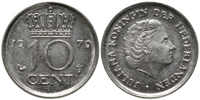 Нидерланды 10 центов 1970 Юлиана (1948-1980) KM 182 никель 112-738