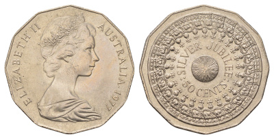 Австралия 50 центов 1977 25 лет правлению Королевы Елизаветы II KM 70 медно-никель UNC 4672-236