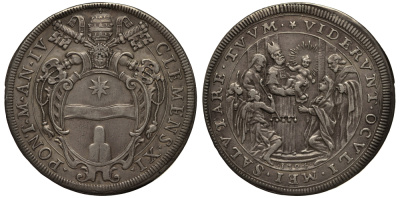 Ватикан 1 пиастр 1704 Климент XI. Сретение Господне Dav. 1432, Muntoni 43 серебро 10-005-50