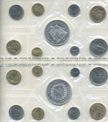 Франция набор из 9 монет 1974 в оригинальной запайке KM SS 11 серебро UNC 3-4-2-04