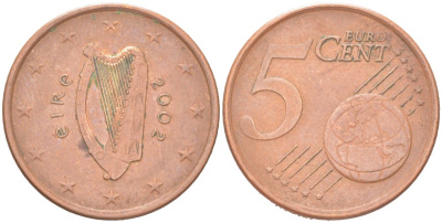 Ирландия 5 евроцентов 2002 KM 34 сталь плакированная медью 4614-732