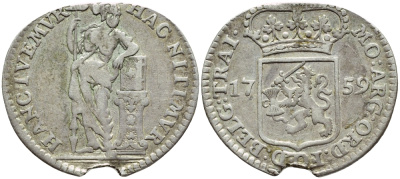 Нидерланды, Утрехт 1/4 гульдена 1759 KM 113 серебро 4395-1136