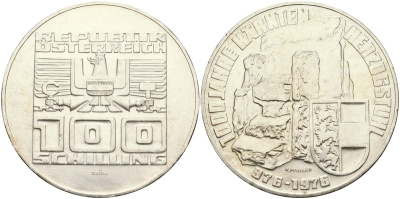 Австрия 100 шиллингов 1976 1000 лет земле Каринтия KM 2931 серебро UNC 02-118-24