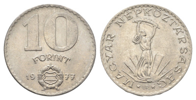 Венгрия 10 форинтов 1977 BP, Статуя свободы KM 595 никель 4666-246