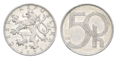 Чехия 50 геллеров 1999 KM 3 алюминий 4647-967