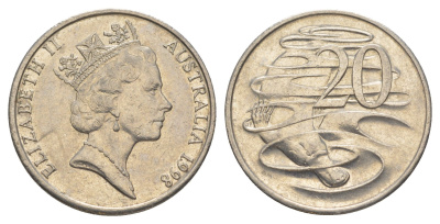 Австралия 20 центов 1998 Елизавета II (1952-2022), утконос KM 82 медно-никель 4379-1412